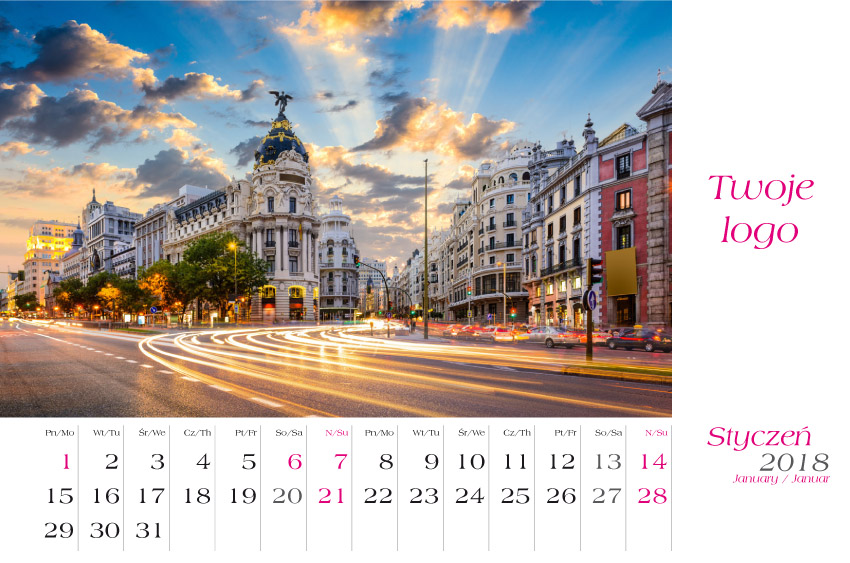 Biurkowy A5 Pozion 148 x 210 mm 13 kartkowy, oprawa w srężynkę, opakowanie kartonowe